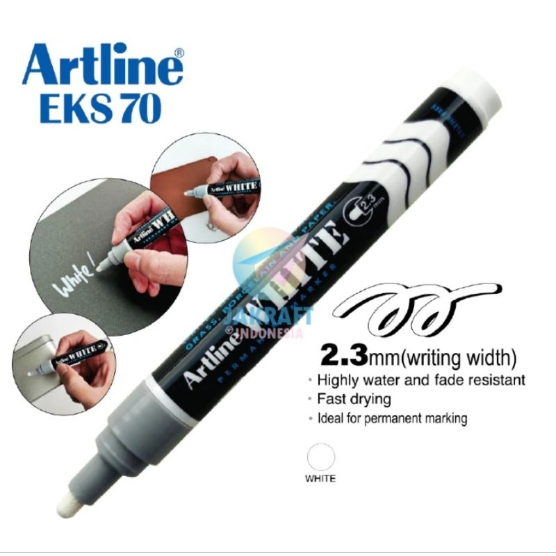 

Spidol Permanen Putih ARTLINE White Permanent Marker EKS-70 Anti Air 2.3 mm Plastik Karet Besi Kaca Porselin Kayu Segala Permukaan Kering