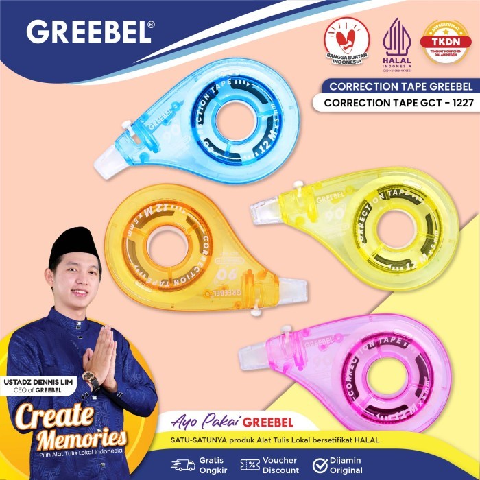 

Greebel Correction Tape GCT-1227 - Stipo Kertas 12MX5MM - Stipo kertas Greebel