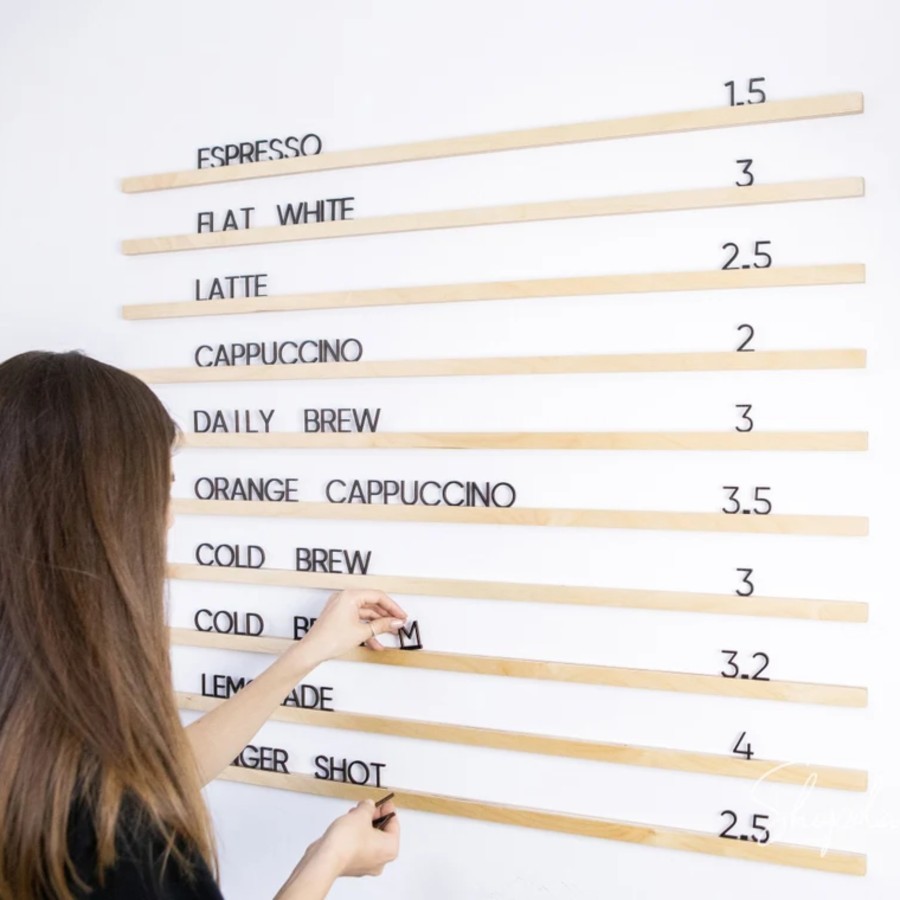 

Huruf untuk menu kayu/ Wall Wood Cafe Menu Board