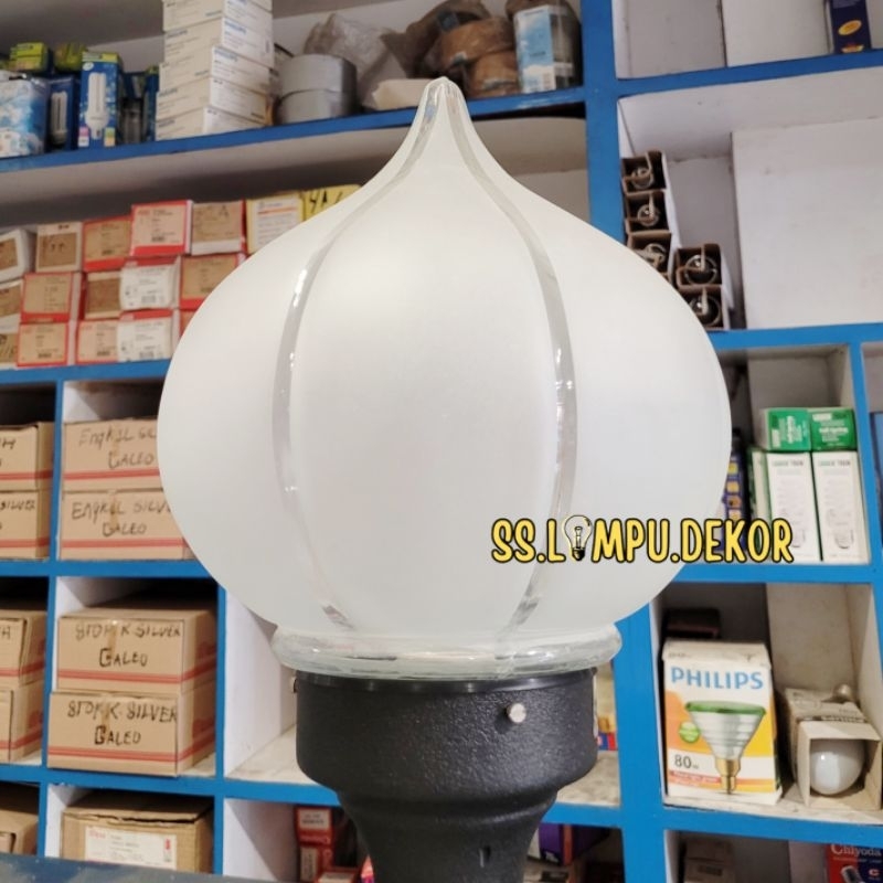LAMPU TAMAN PAGAR TIANG MODEL KUBAH TF 64 TF64 KACA DLX