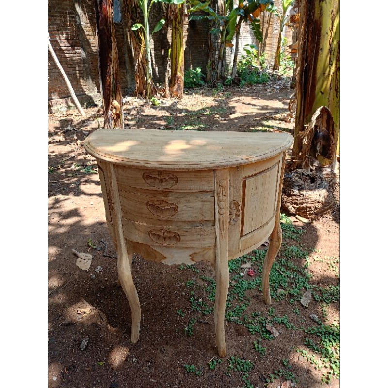 meja rias setengah lingkaran kayu jati