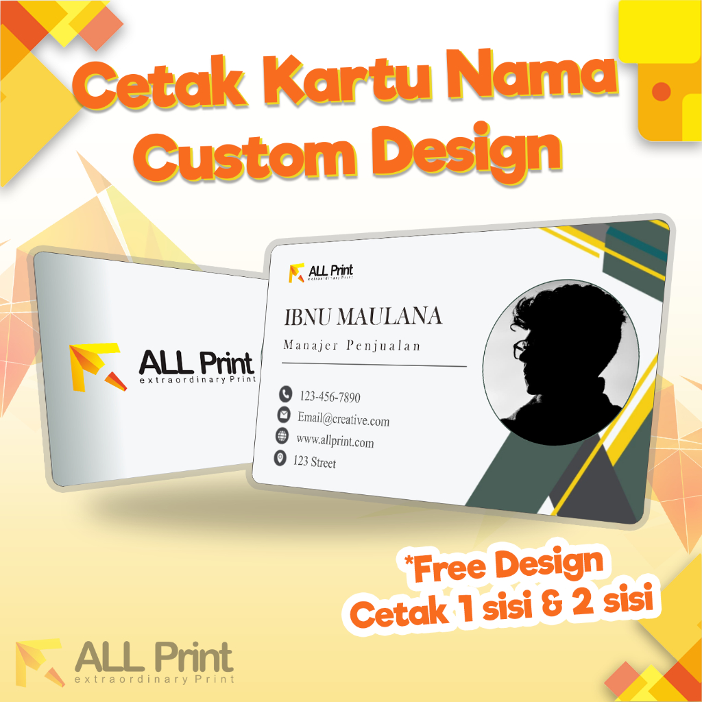 

KARTU NAMA Custom ( 1 BOX ISI 100PCS ) || FREE DESIGN 1 / 2 Sisi.