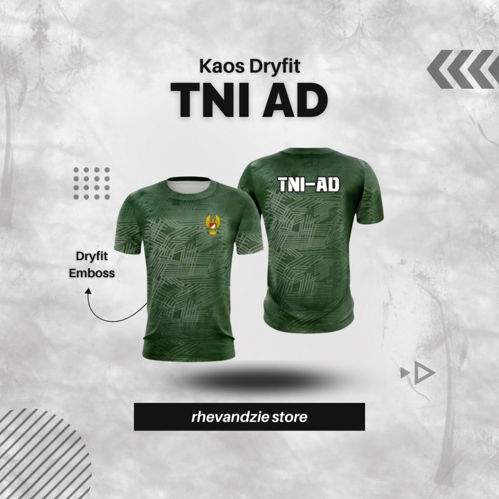 kaos Dryfit TNI AD / kaos tni ad Bahan Dryfit Embos /baju kaos tni ad / kaos jersey tni ad premium