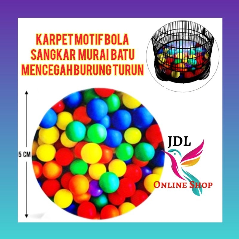 KARPET MOTIF BOLA 3D SANGKAR MURAI BATU ALAS TIGA DIMENSI KANDANG BURUNG