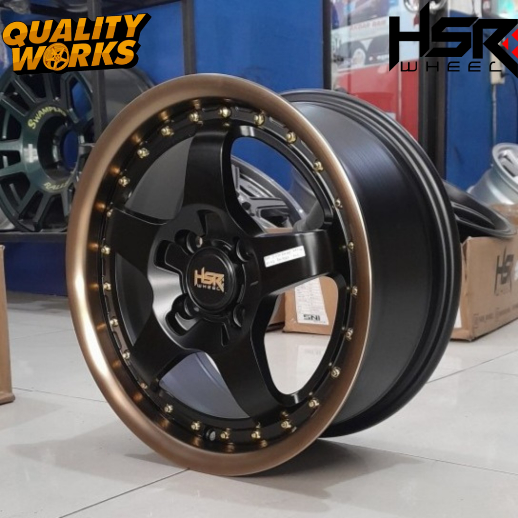 Velg Racing Brio Palang 5 Ring 15 Pcd 4x100 Warna Hitam Peleg Hsr Bob R15 Pnp Sigra, Jazz