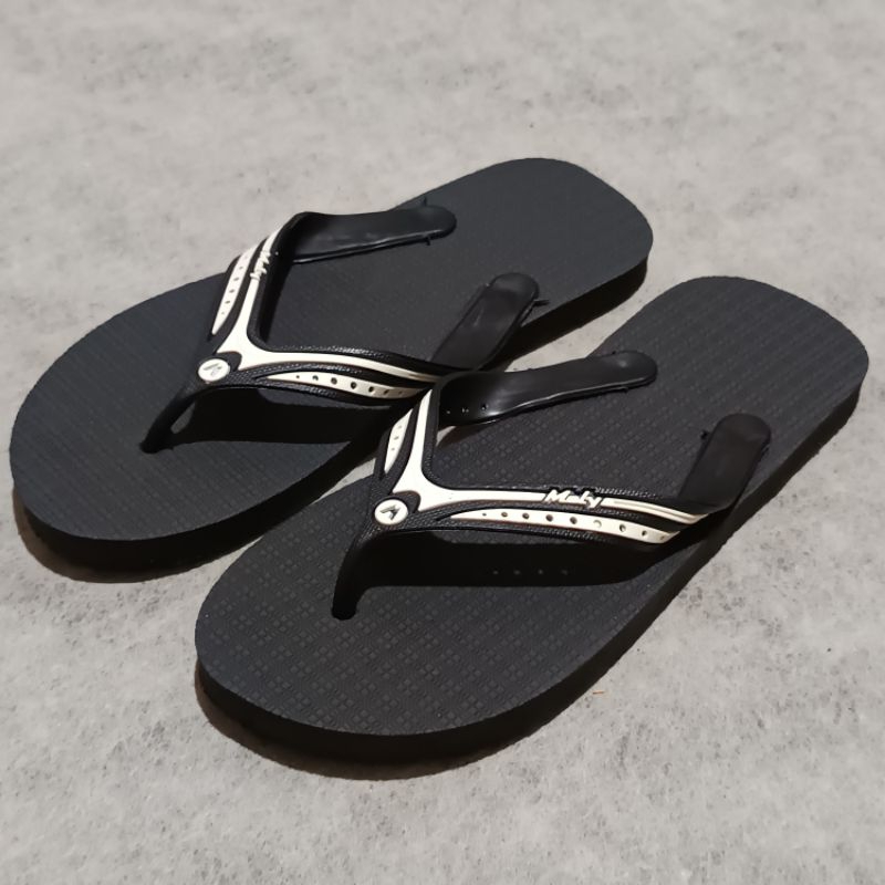 Macam-Macam Sandal Jepit Pria wanita/Sandal Jepit Karet Mely Phanter-Mely Hitam 10-10,5