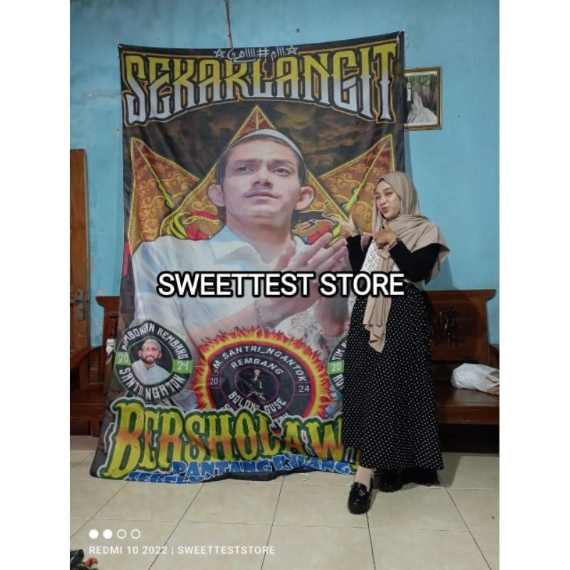 BEST SELLER + READY STOK, FREE STICKER, LOGO DESAIN SHOLAWAT, BENDERA MAJELISAN SHOLAWAT, BENDERA HA