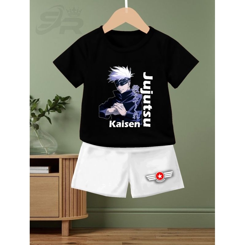 setelan baju anak anak motif karakter jujutsu kaisen