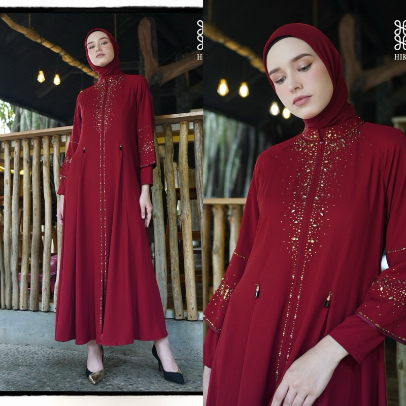 READY SIAP KIRIM ABAYA A5429 maroon BY HIKMAT FASHION Muslim Gamis Wanita Terbaru