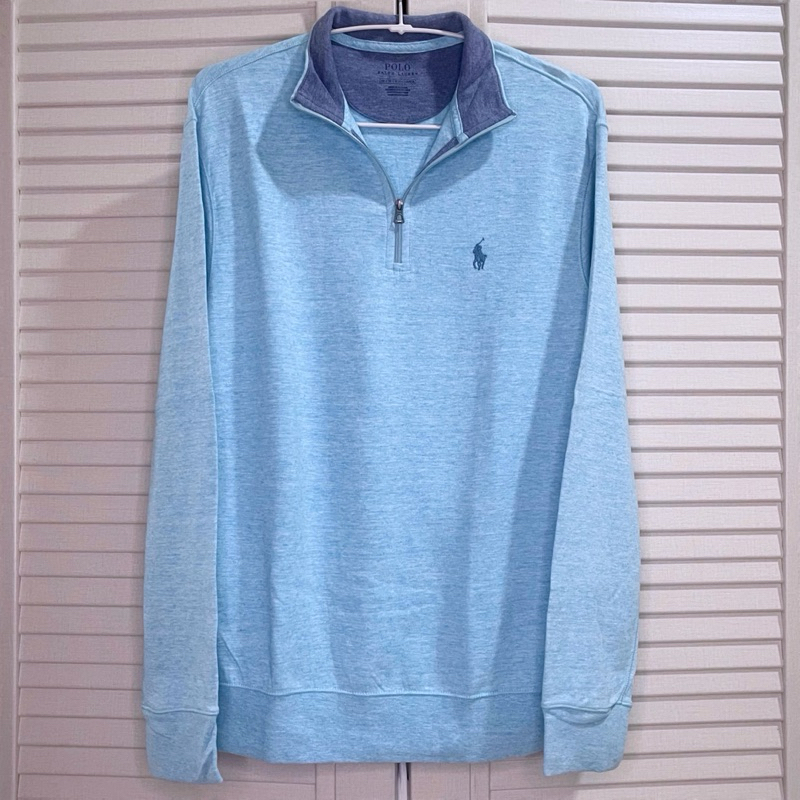 Polo Ralph Lauren - Cotton Blend Quarter/Half Zip Pullover Sweater - Watch Hill Blue Heather - Size 