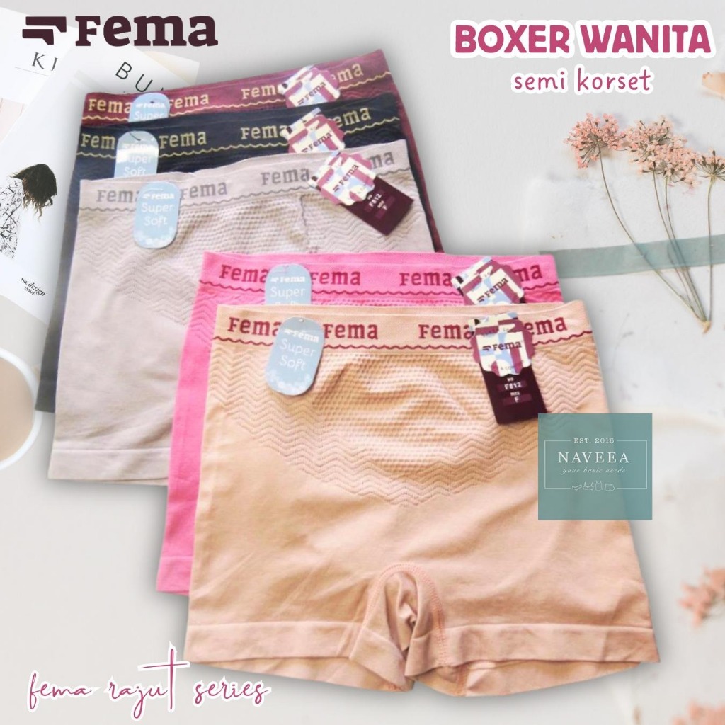 12 Pcs Cd Celana Dalam Wanita Boxer Fema Short Strit Pendek Bahan Rajut - NVA0515