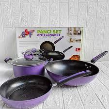 TERLARIS  PANCI SET TEFLON GSF G-2429 teflon GSF panci Set 4 pcs GSF 4Pcs wajan gsf frypan gsf Teflo