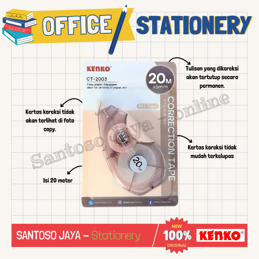 

Correction Tape KENKO CT-2003 - Tip-Ex - Tip X Kertas CT2003