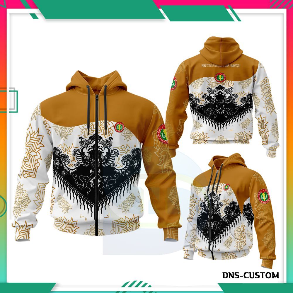 Jaket Hoodie Pgri - Jaket Pgri Motif Batik Guru Fullprint