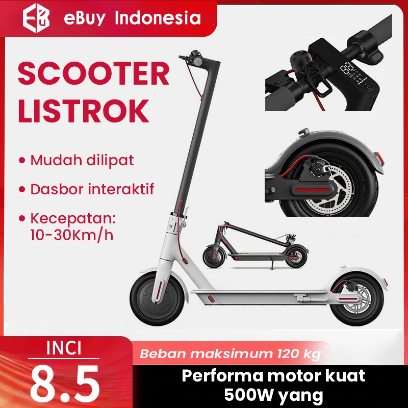 ebuy Skuter Elektrik Listrik Lipat 8,5 inci masa pakai baterai 25 km skuter listrik 6.6A