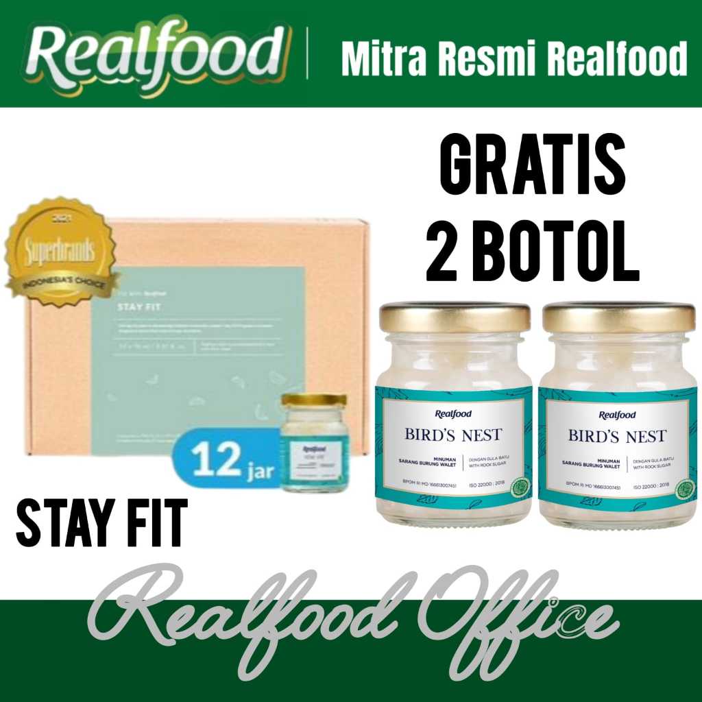 

Realfood Stay Fit 12 Jar Free 2 Jar ( Minuman Sarang Burung Walet ) RO