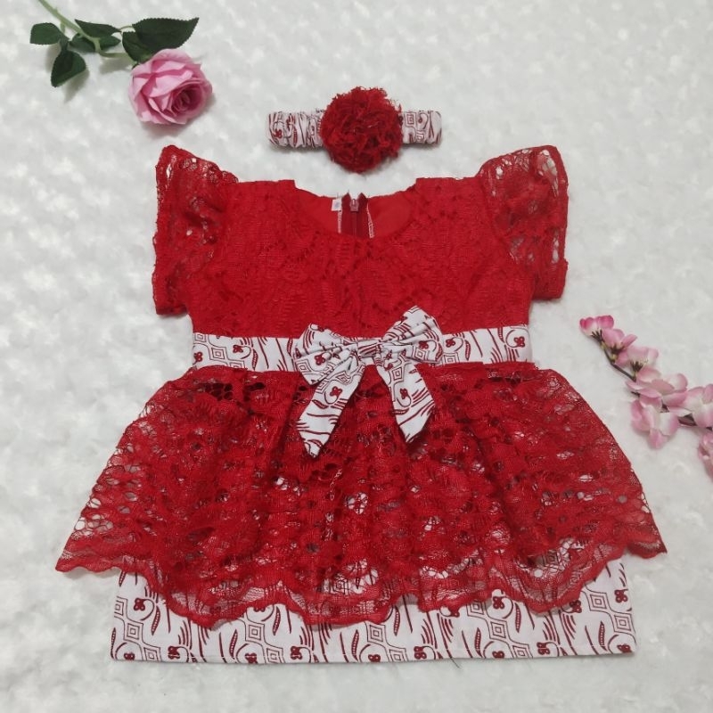 KEBAYA BAYI / KEBAYA ANAK / KEBAYA BABY 6-12 BULAN merah putih