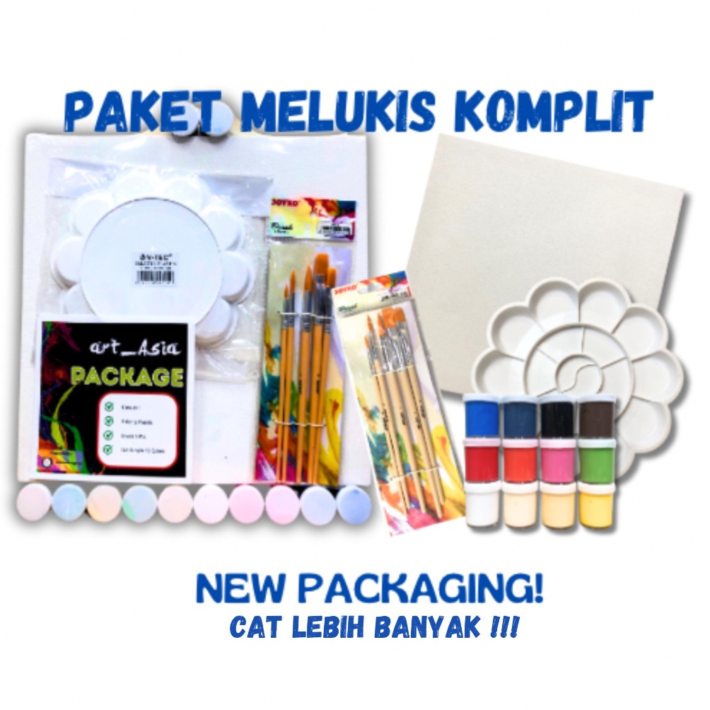 

KODE F5O Paket Melukis Lengkap Set 4 in 1 All Varian 2x2 2x3 3x3 3x4 Set Kanvas Kuas Palet Cat Acrylic Lebih banyak 12 ML Set ART ASIA SHSNP