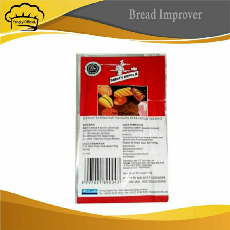 

Bread Improver Sachet 10gr - Bread Improver ( Pengembang & Pelembut Roti )