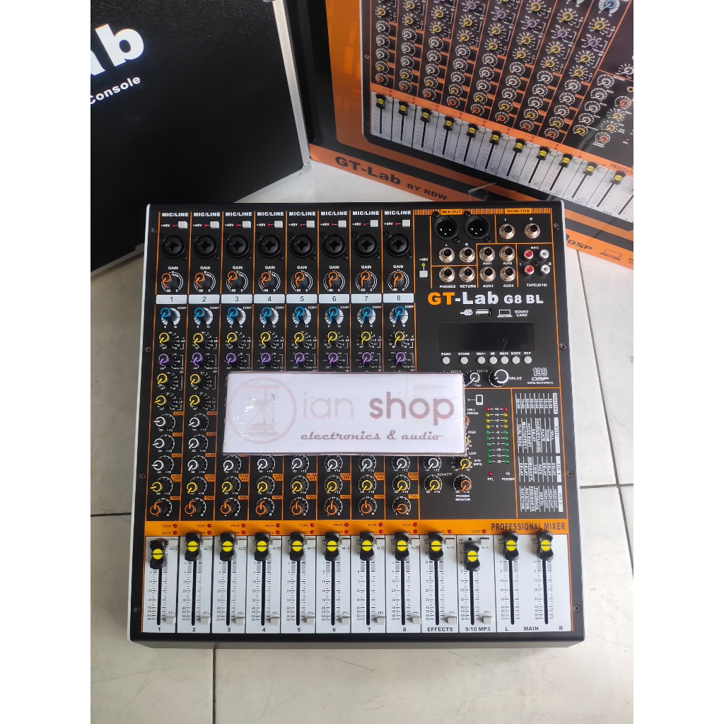 Mixer Audio GTlab8 GT-Lab8 BL GT Lab8 G8 Original 8 Chanel By RDW 8ch New Efek 199 DSP Reverb 4 Aux 