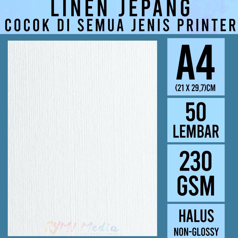 

KODE J12Y LINEN Jepang 23 gsm A4 isi 5 lembar Kertas HVS Linen Tebal 23 gram Undangan Sertifikat