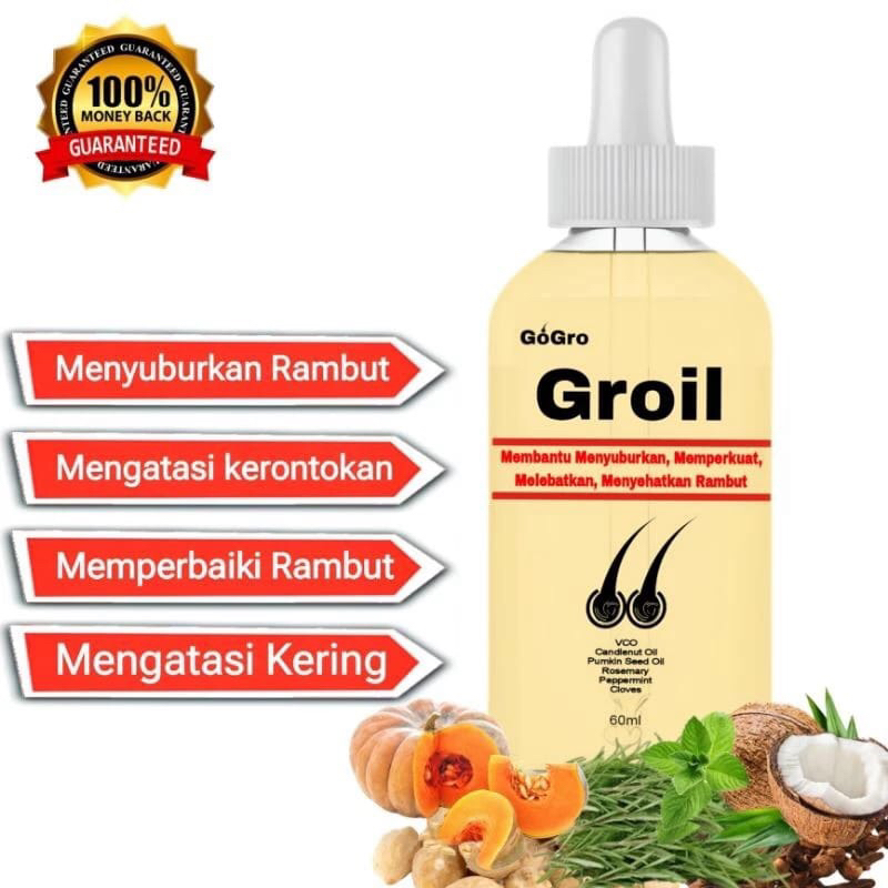 GROIL Rosemary Oil penyubur rambut Rontok KEBOTAKAN kering kusam Tipis melebatkan menebalkan menghit