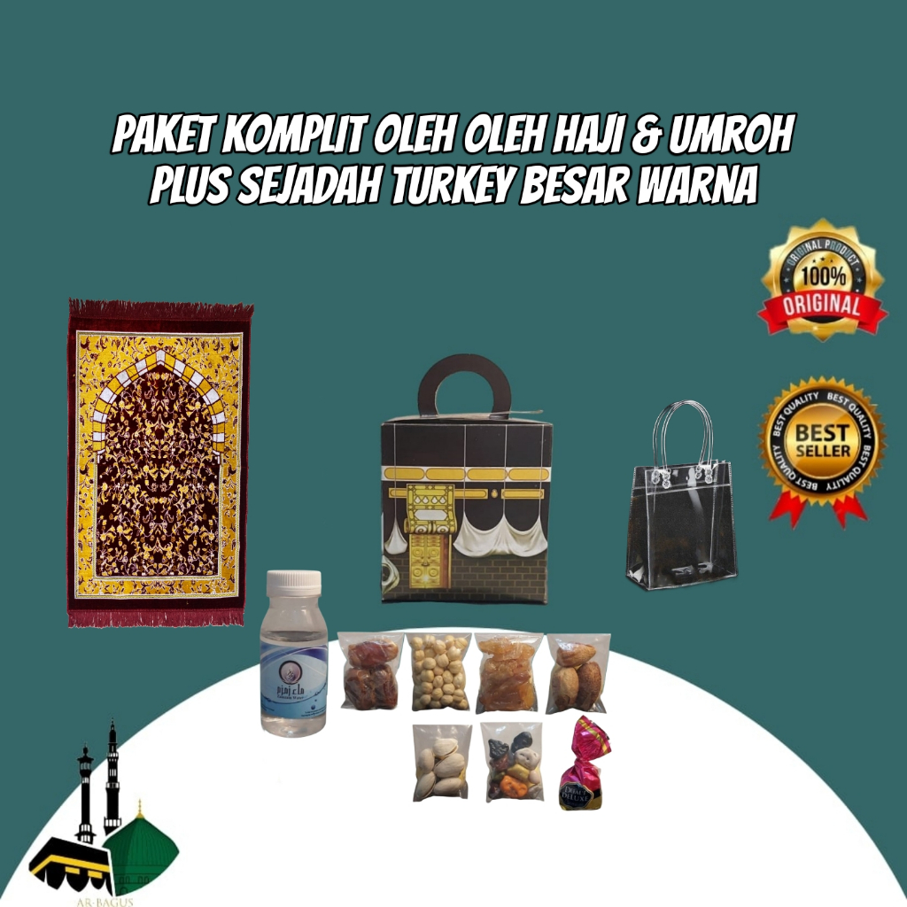 

Paket oleh oleh haji & umroh komplit plus sejadah turkey warna besar