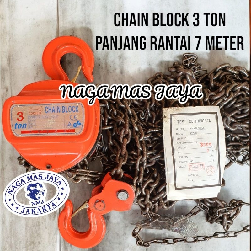 CORNETA CHAIN BLOCK 3 TON X 7 METER / TAKEL KATROL CHAIN BLOCK 3TON 7METER