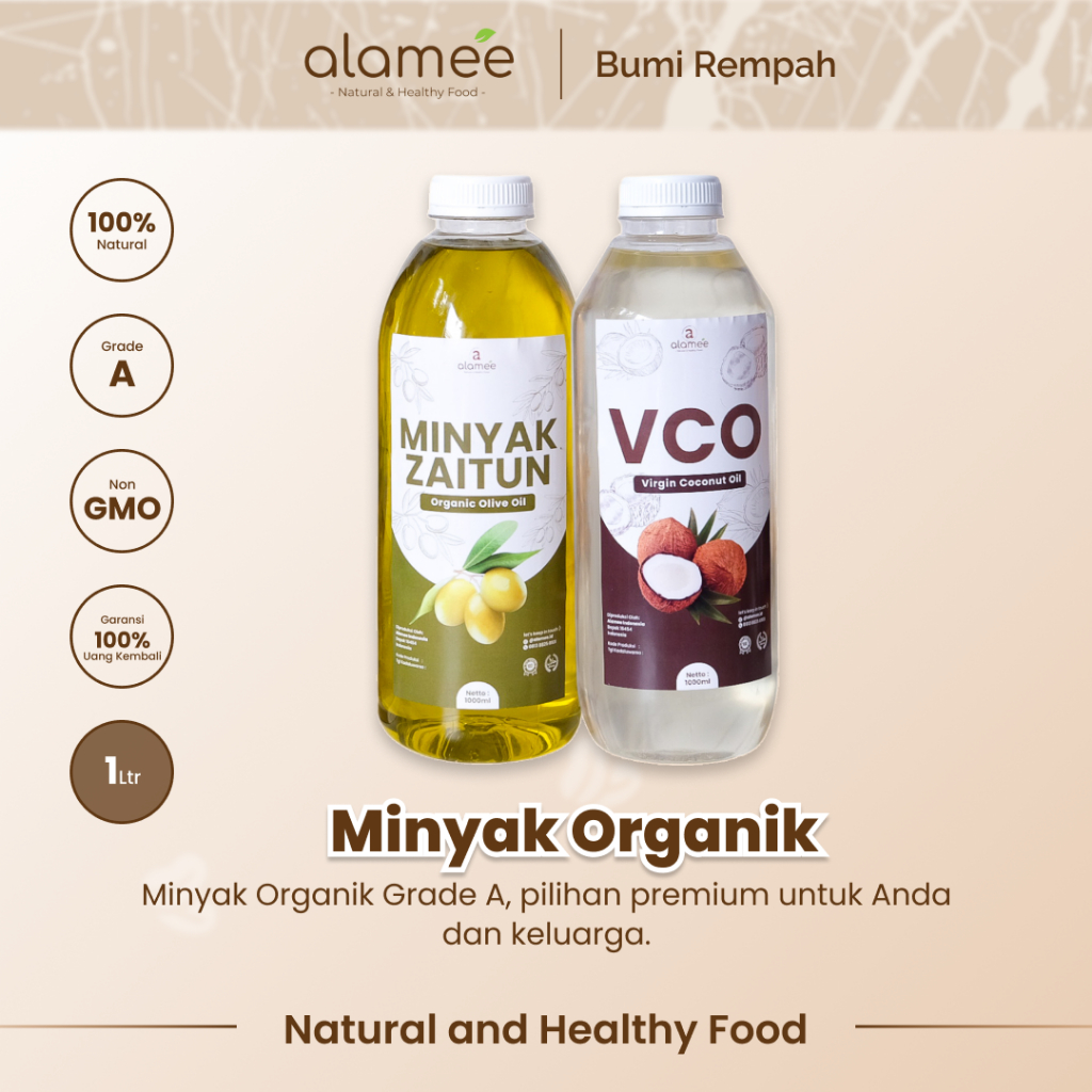 

ALAMEE Virgin Coconut Oil Minyak Zaitun Kelapa Murni Extra VCO Dapat Di minum Di masak Organik 1Ltr