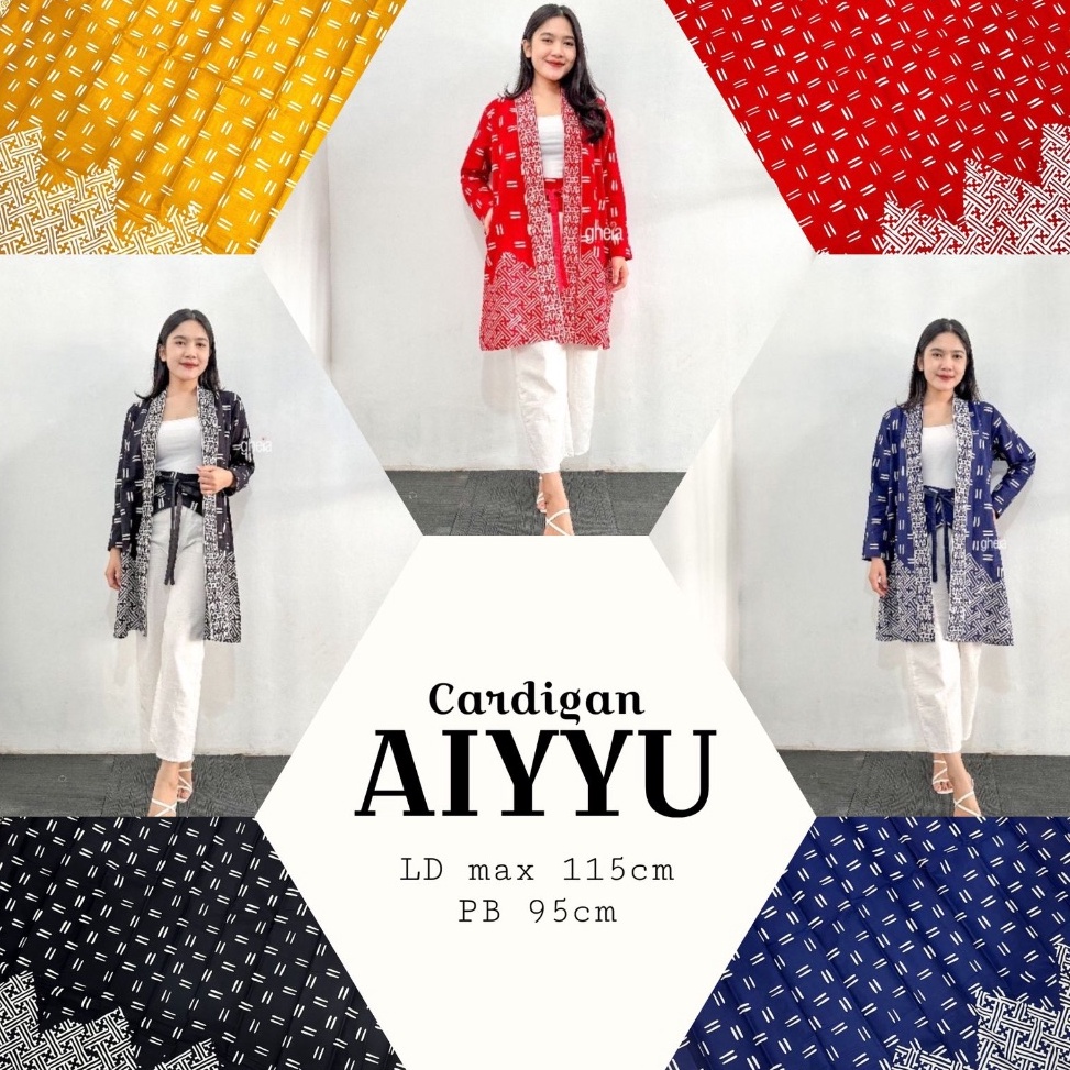 KODE S76O PREMIUM  XXL XXXL Kardigan Lengan Panjang dan Obi Belt Aiyyu Batik Asli Cap Garutan Motif 