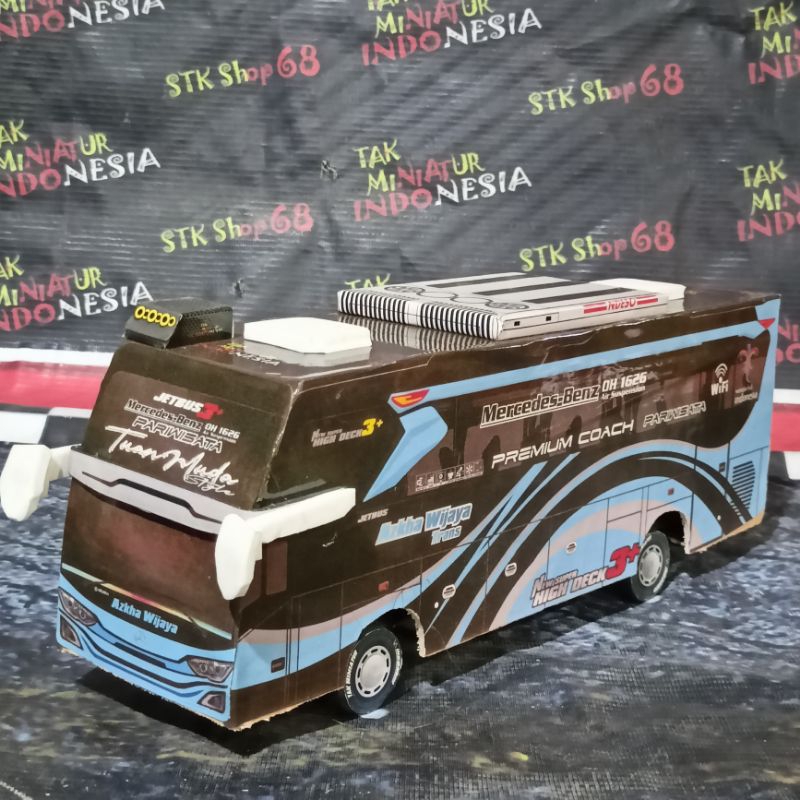 Mainan Miniatur Bis AZKA WIJAYA TUAN MUDA bisa tambah Full Lampu dan Telolet Basuri sudah ada Corong