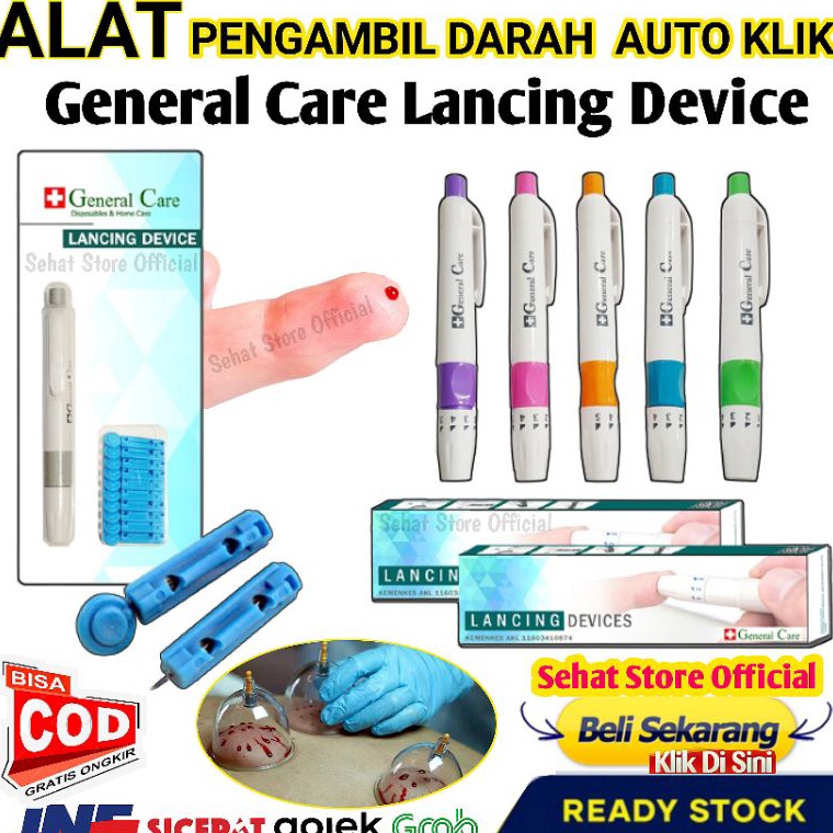 Top Now Alat Pengambil Darah General Care Lancing Device Pen Bekam Auto Klik Pena Untuk Cek Gula Dar