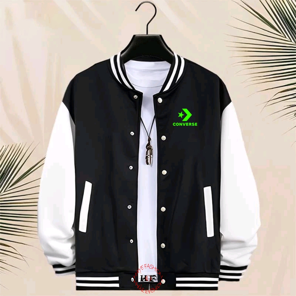 Haye Fashion - Unisex Jacket Baseball Kancing Converse Stabilo Jacket Resleting Varsity
