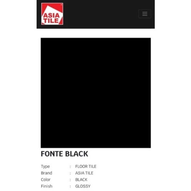 Keramik Asia Tile Fonte Black KW A/ Keramik Hitam Polos 40 x 40 Glossy