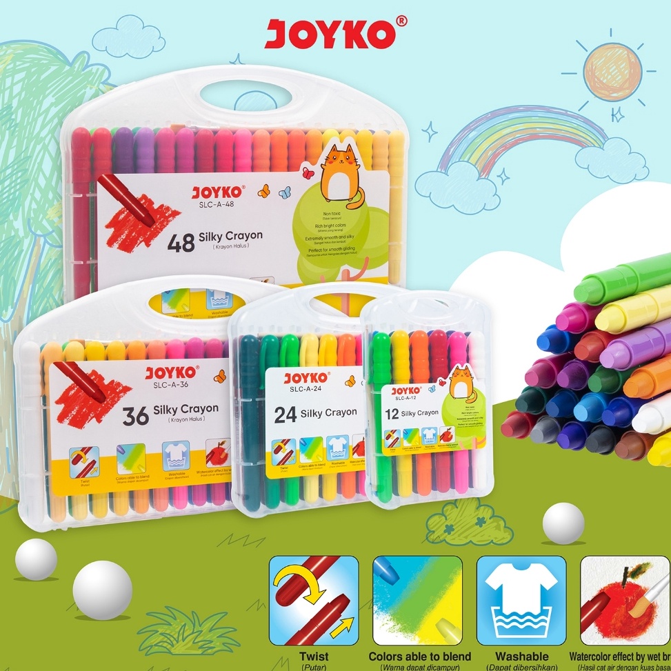 

KODE K13G Silky Crayon Krayon Halus Joyko SLCA Warna Colors