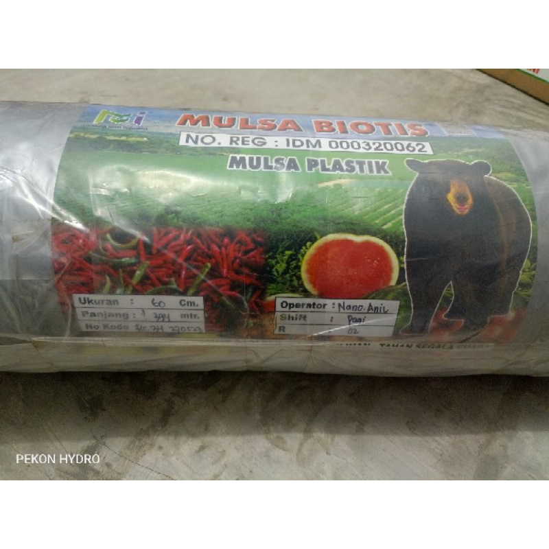 PLASTIK MULSA BIOTIS 120 CM X 394 METER - 15 KG - 30 MIKRON TEBAL HITAM PERAK