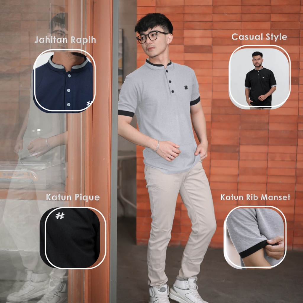 Baju Polo Pria Kaos Kerah Shanghai Motown Abu