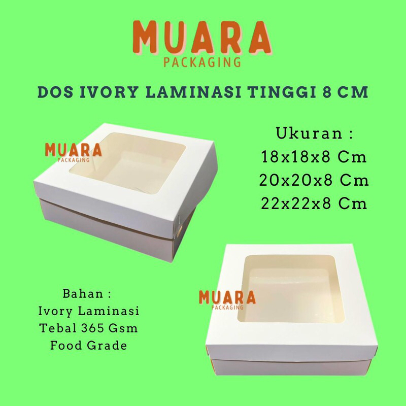 

Dos Ivory Laminasi Tinggi 8 Cm / Kardus Box Kotak Ivory Laminasi Hampers Pakaian Makanan Cake Kue Pudding