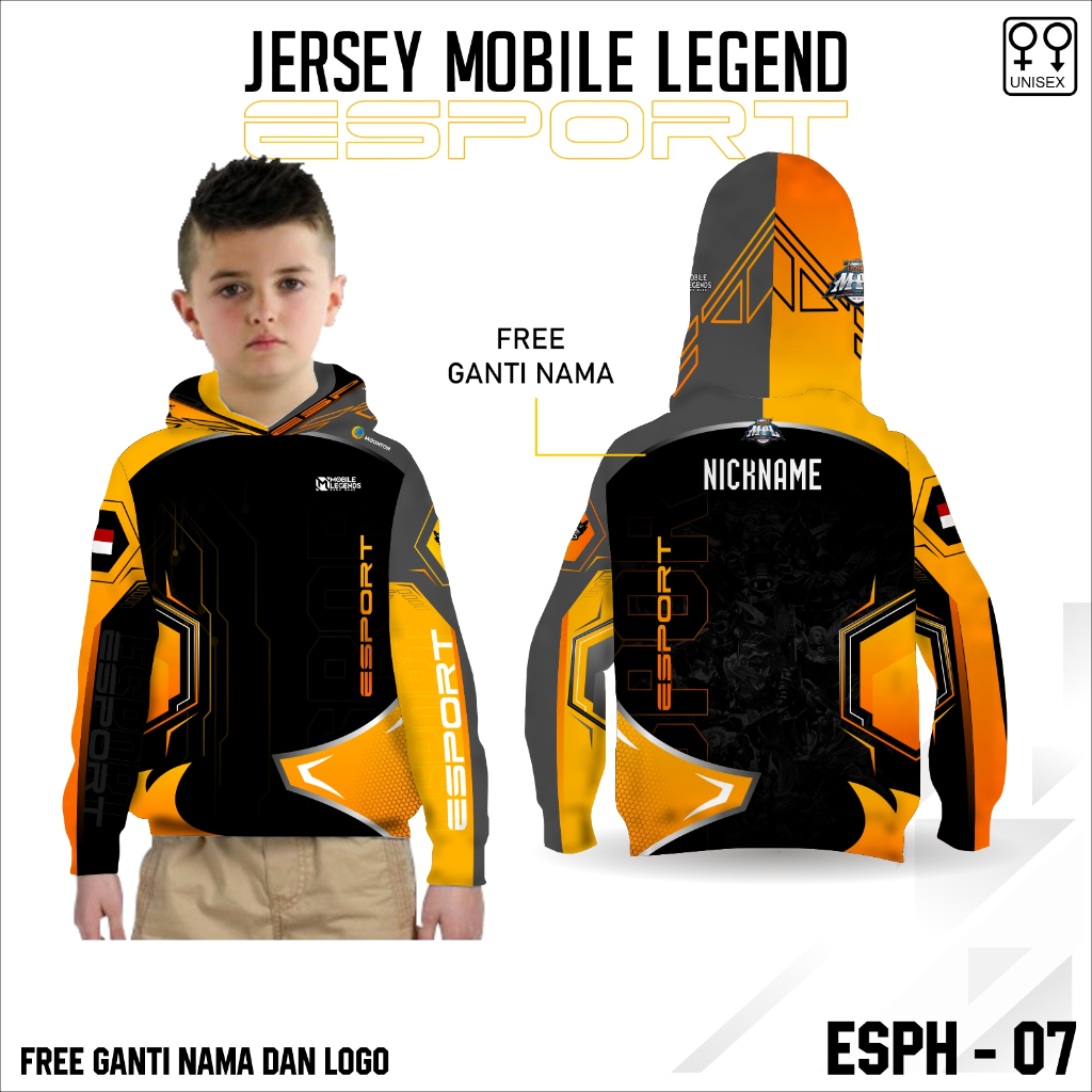 Hoodie jersey mobile legend baju esport kaos game anak lengan panjang