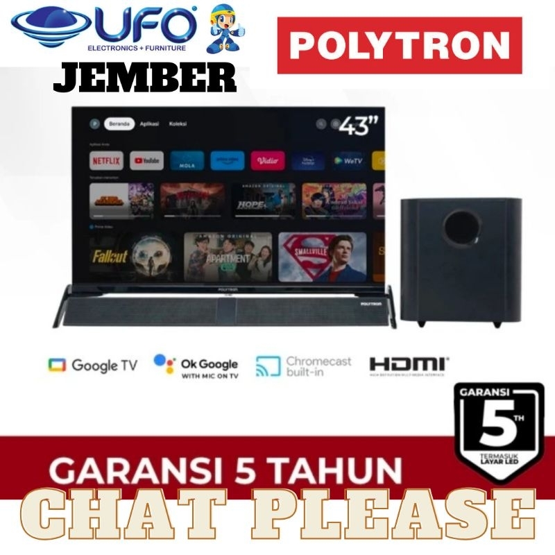 TV POLYTRON 43BG5058 LED TV GOOGLE TV SOUND BAR 43 INCH