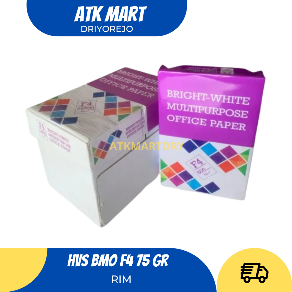 

KERTAS HVS BMO F4 75 GSM 1 RIM WARNA PUTIH PREMIUM ANTI JAMUR 500 LEMBAR FOLIO