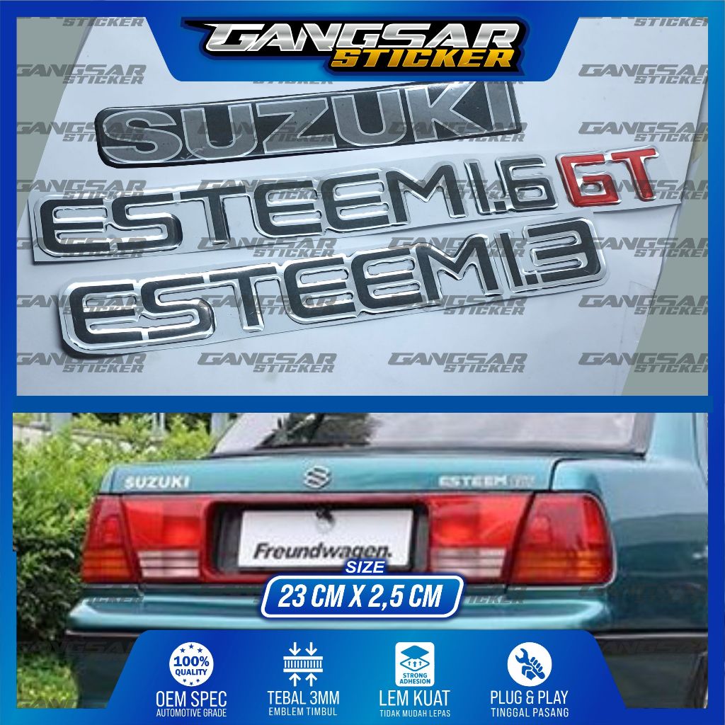 emblem timbul suzuki esteem 1.3 / emblem timbul suzuki esteem 1.6 gt / emblem bagasi suzuki esteem
