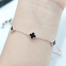 ✅COD 17K emas asli✅Gelang rantai van cleef clover emas asli warna rosegold cantik manis viral kekini