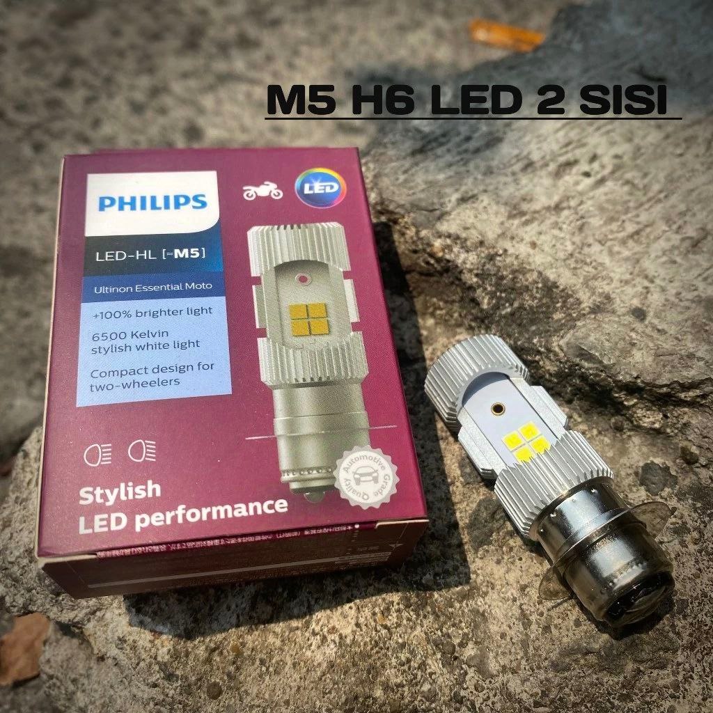 LAMPU DEPAN LED LAMPU MOTOR LED PHILIPS ORIGINAL M5 12VOLT 6 WATT BOHLAM LED 2 SISI DC ORIGINAL