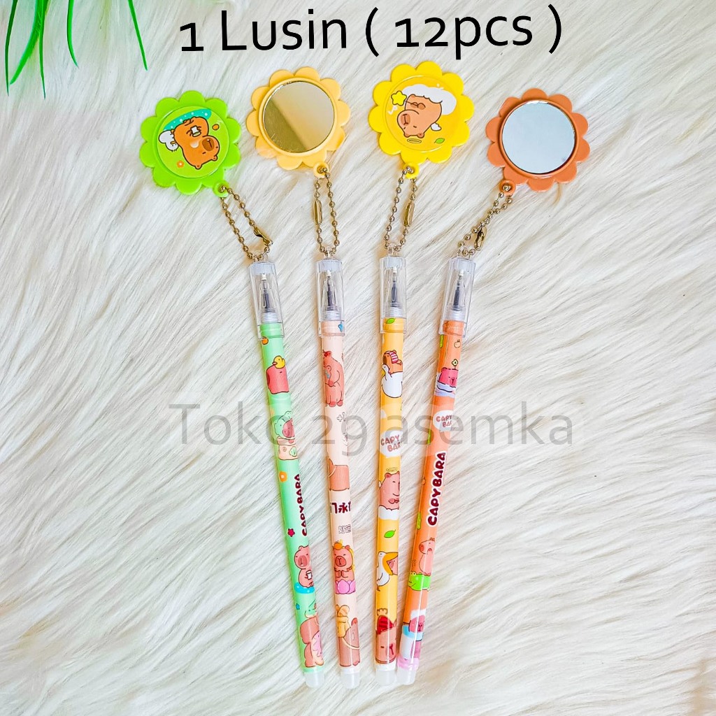 

12PCS PULPEN GANTUNGAN CERMIN CAPYBARA SELUSIN PULPEN GANTUNGAN CERMIN CAPYBARA PEN GANTUNGAN ALAT TULIS BOLPOIN UNIK IMUT MURAH PEN GEL KARAKTER