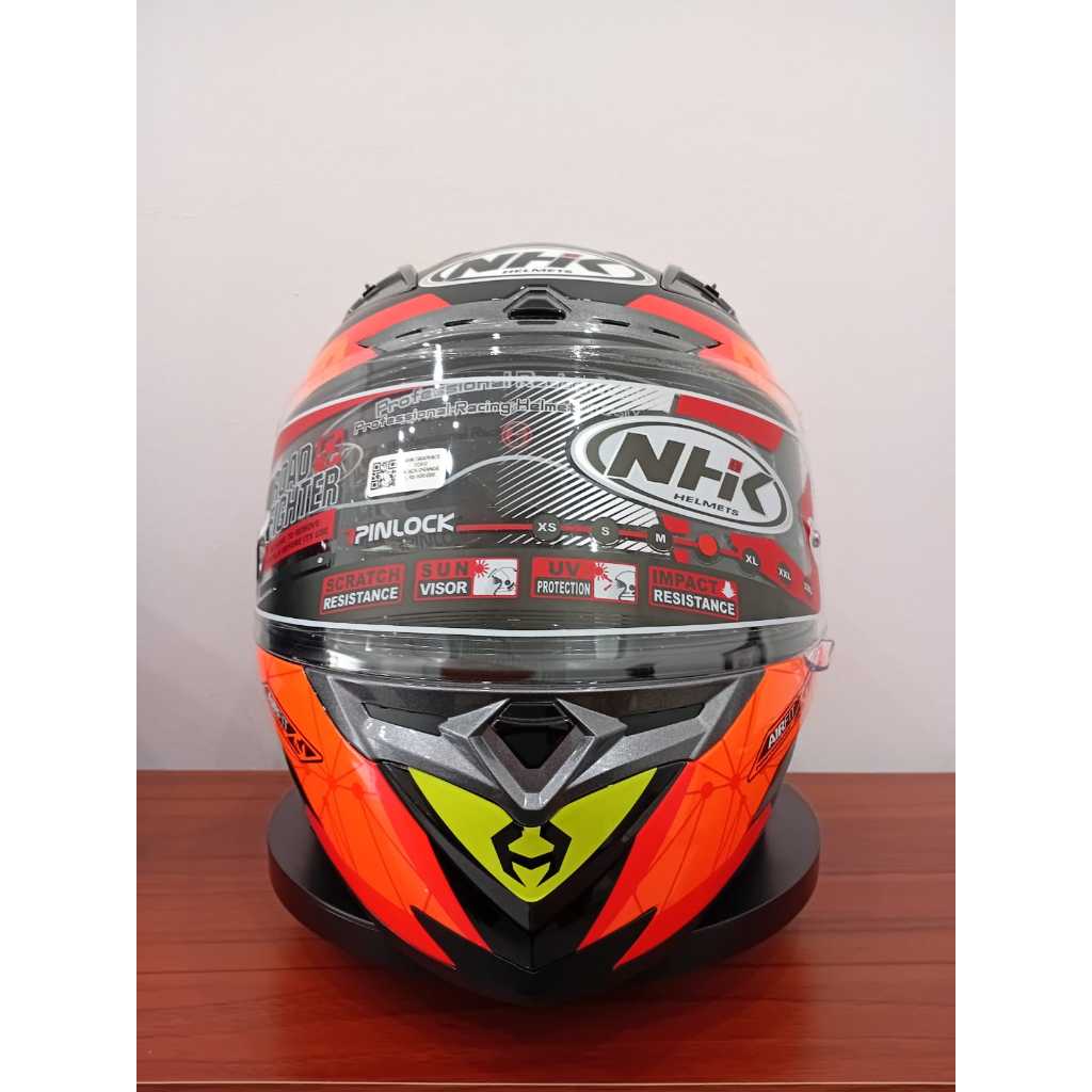 HELM NHK RX9 TOXIC BLACK ORANGE DOUBLE VISOR FULL FACE