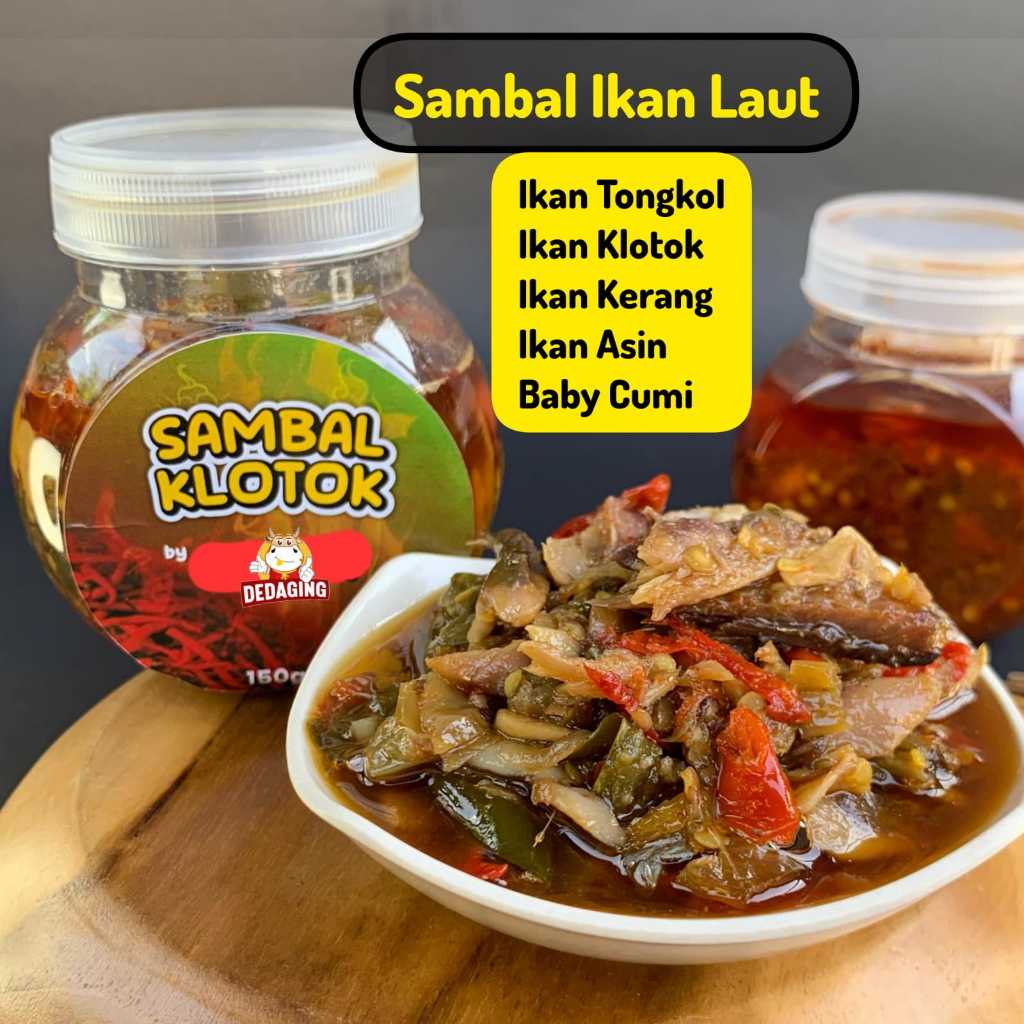 

Sambal Baby Cumi 150gr ISI LEBIH BANYAK / Sambal Bawang, Klotok, Tongkol, Ikan Asin, Ayam Suwir, Korek, Pedas Manis, Rica-rica, Rendang, Terasi Jeruk, Matah by DEDAGING