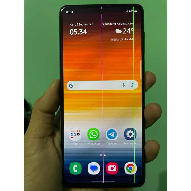 Samsung Galaxy M52 second minus lcd greenline