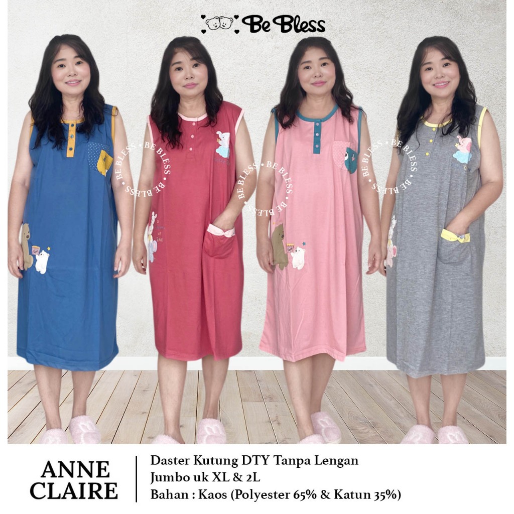 Daster DTY Lengan Kutung Anne Claire Jumbo (XL & 2L) Dewasa (Kancing 3) Anne Claire Dewasa BabyDoll 