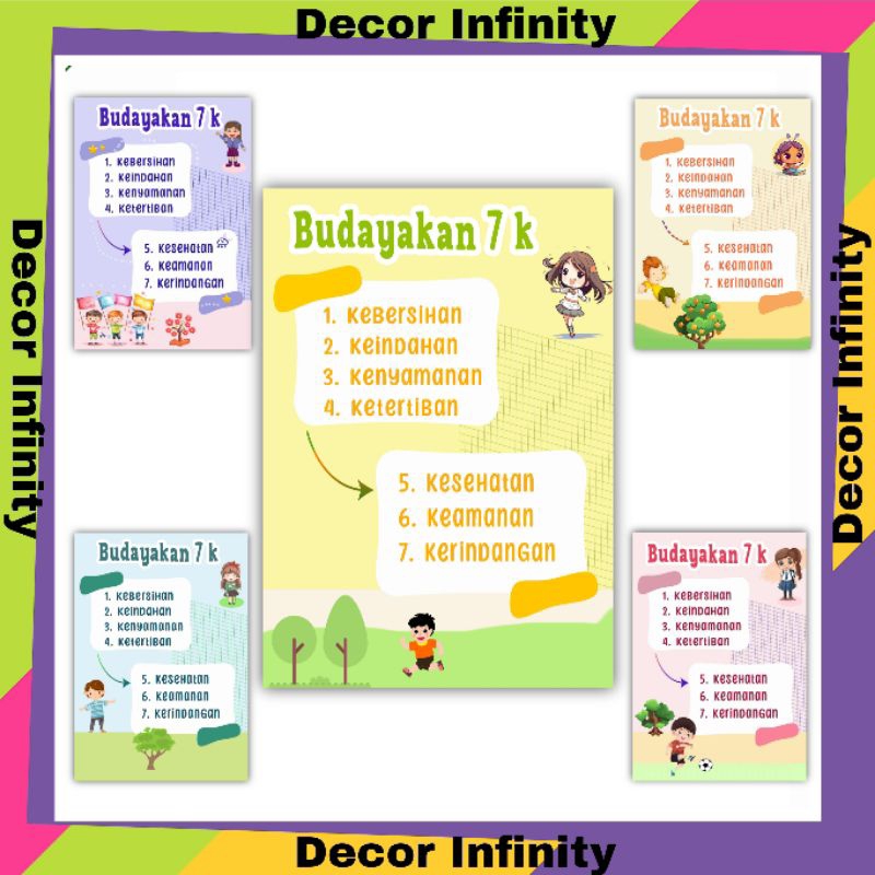 Poster Dinding BUDAYAKAN 7K Poster sekolah edukasi belajar anak